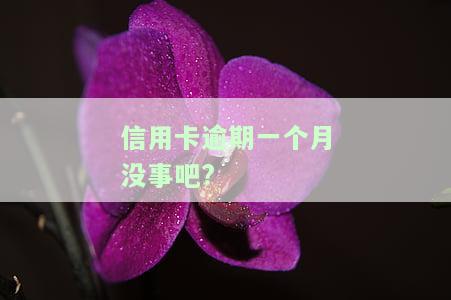 信用卡逾期一个月没事吧？影响大吗？