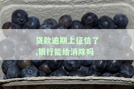 贷款逾期上征信了,银行能给消除吗，逾期贷款上了征信，银行能否帮忙消除？