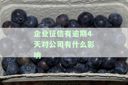 企业征信有逾期4天对公司有什么影响嘛，企业征信逾期4天会对公司产生何种影响？