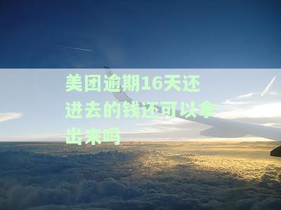 美团逾期16天还进去的钱还可以拿出来吗-美团逾期16天还进去的钱还可以拿出来吗
