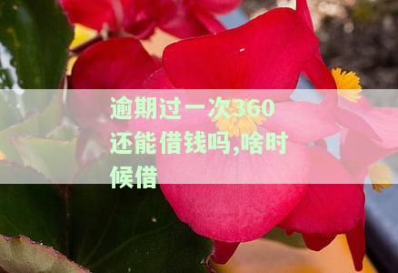 逾期过一次360还能借钱吗,啥时候借-360有一次逾期 下次准时还能借出来吗