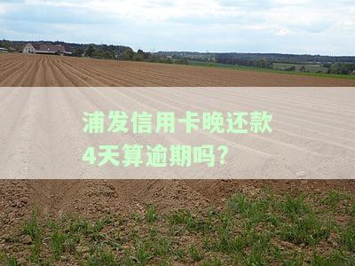 浦发信用卡晚还款4天算逾期吗会怎样，浦发信用卡晚还4天是否算逾期？会产生什么后果？