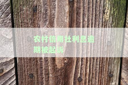 农村信用社利息逾期被起诉-农村信用社利息逾期被起诉怎么办