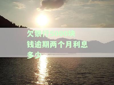 欠银行5000块钱逾期两个月利息多少呢，逾期两个月，欠银行5000元的利息是多少？