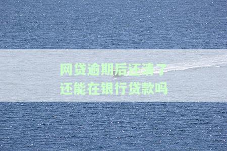 网贷逾期还完后能否申请房贷？