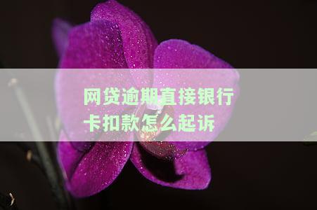 网贷逾期直接银行卡扣款怎么起诉他，如何起诉网贷逾期者并要求直接从其银行卡中扣款？