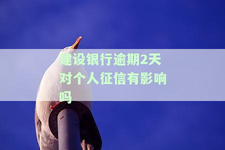 建设银行逾期2天对个人征信有影响吗，逾期两天还款，建设银行的贷款会对你的个人征信产生影响吗？