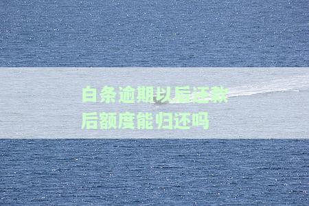 白条逾期还款后还能正常使用吗，白条逾期还款后是否还能继续使用？