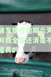 浦发银行逾期六天，叫我全部还清？是真的吗？
