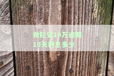 微粒贷逾期10万利息一天70元：真实情况及解决办法