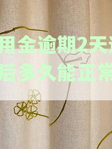 花呗备用金逾期2天后还款,多久能正常使用