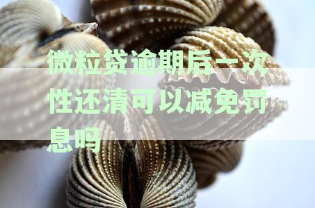 微粒贷逾期一次性还清遇困难，怎么办？