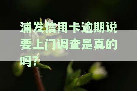 浦发信用卡逾期说要上门调查是真的吗?