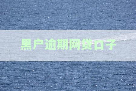 黑户逾期网贷口子