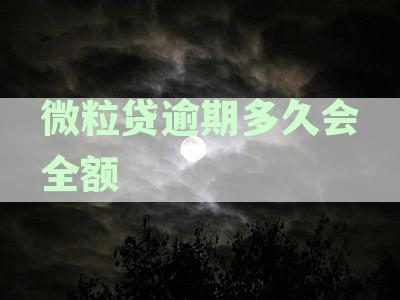 微粒贷逾期多久会全额还款？如何应对逾期？